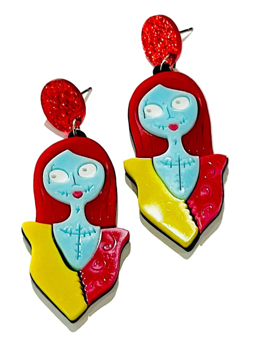 Patchwork Doll Halloween Earrings