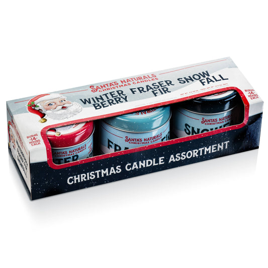 Santa's Naturals Christmas Candle Mixed 3.5oz Mini Sampler Trio