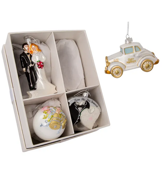 Noble Gems™ Wedding Boxed Glass Ornaments, 4-Piece Box Set
