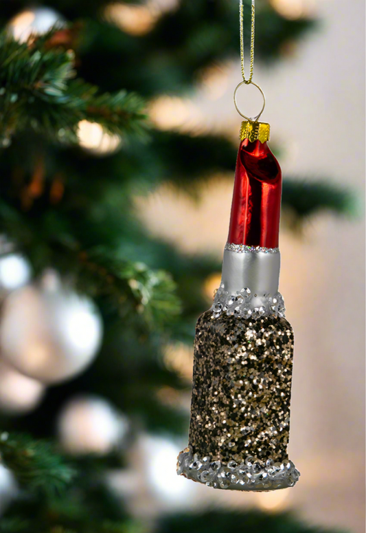 Red Lipstick Glass Ornament