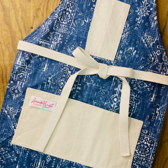 Amanda Bright Designs Sierra Apron southwest batik print blue denim western