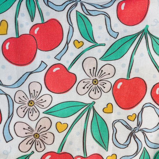 Amanda Bright Designs Summer Bows and Cherries Floral Heart Apron Couture 100% USA made cotton