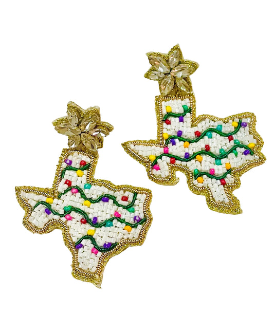 Amanda Bright Designs Texas lights 14k gold plated state of Texas earrings