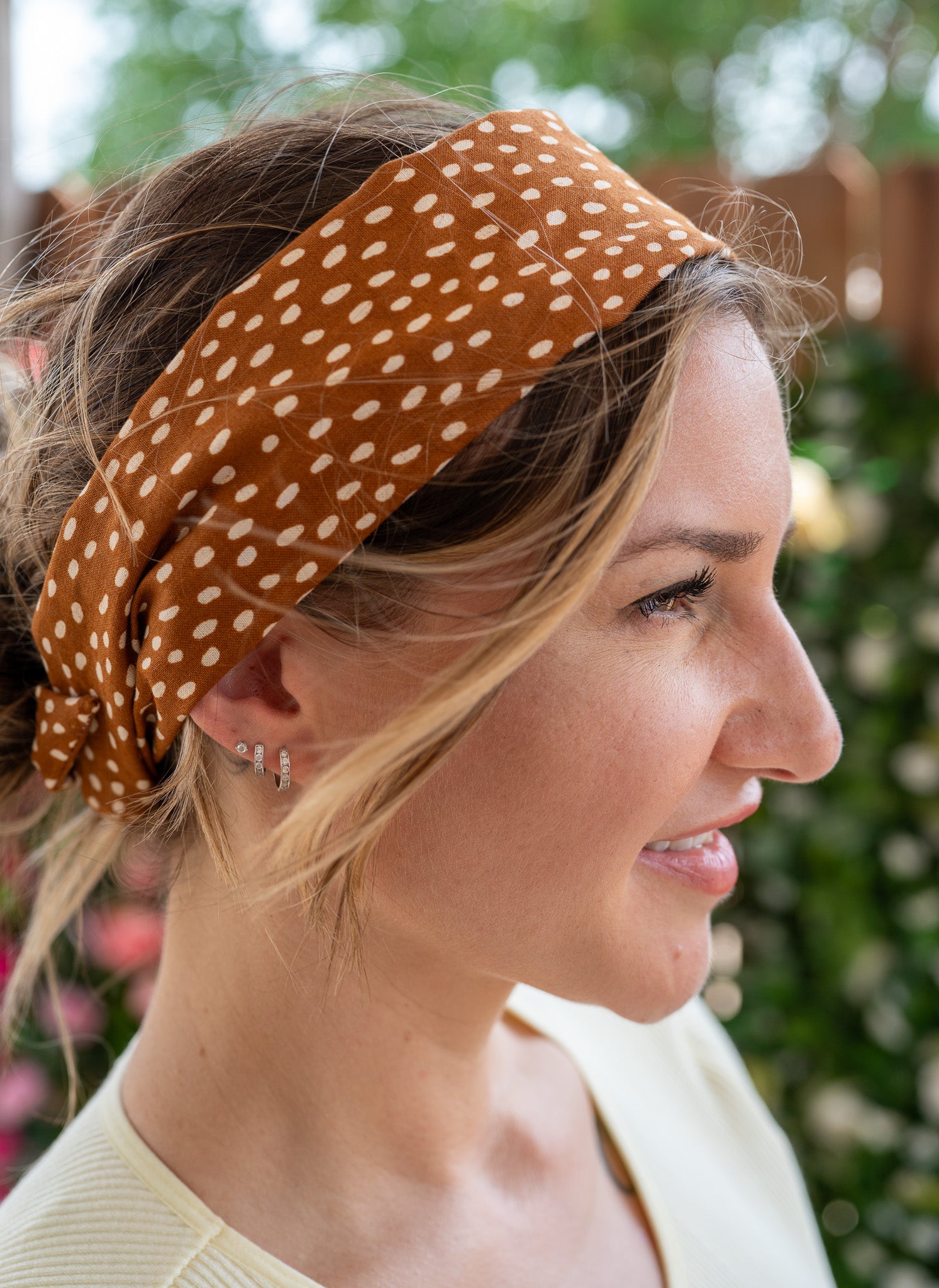 Amanda Bright Designs The Original Tie Headband Fawn Pattern