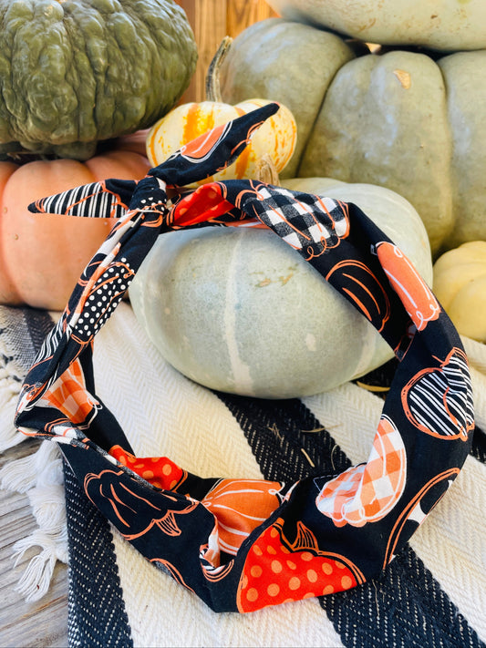 Amanda Bright Designs halloween pumpkin patch themed headband
