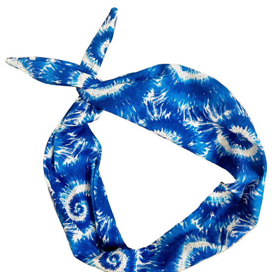 Blue and white tie-dye headband Amanda Bright Designs