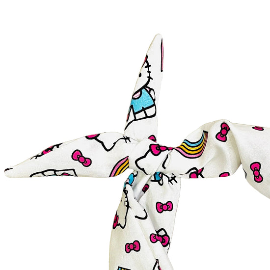 Amanda Bright Designs colorful rainbows kitty white kids headband 