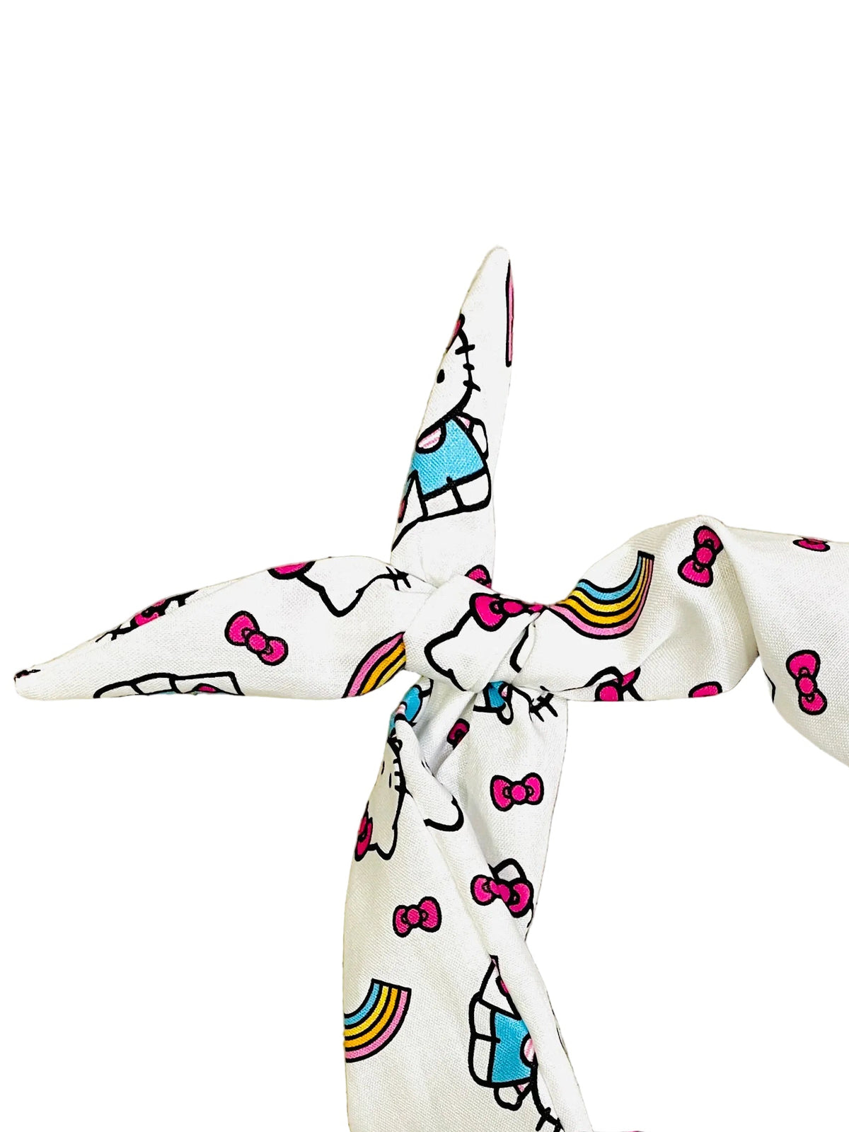 Amanda Bright Designs colorful rainbows kitty white kids headband 