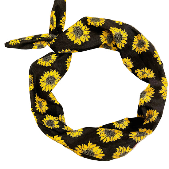 Amanda bright designs black headband with yellow sunflowers
