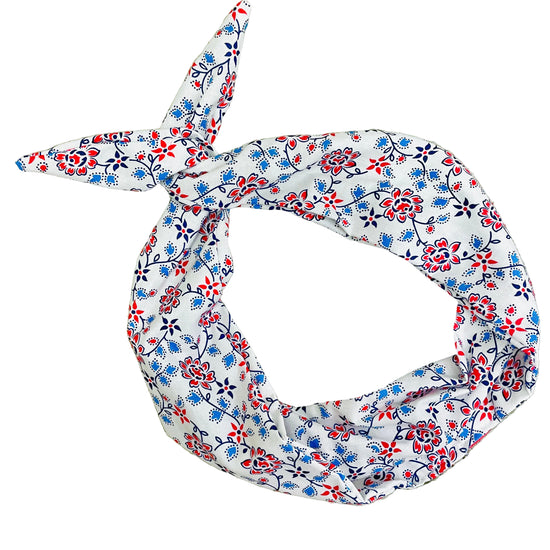 Amanda Bright Designs patriotic red white and blue Floral patterned headband