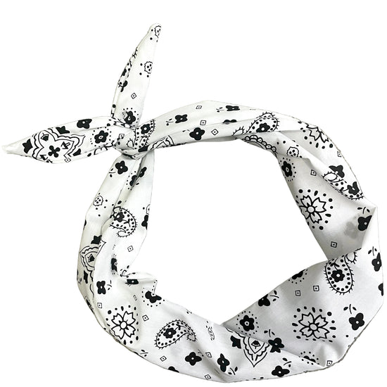 Amanda Bright Designs White Headband Original Tie Headband paisley western