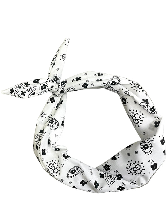 Amanda Bright Designs White Headband Original Tie Headband paisley western