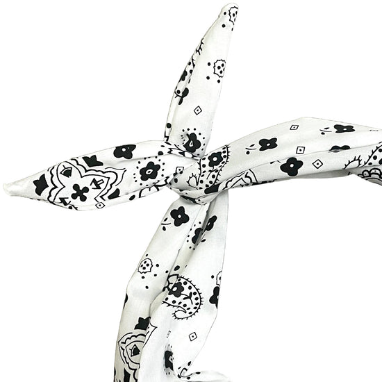 Amanda Bright Designs, white and black bandanna, head print headband