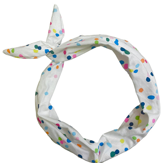 Amanda Bright Designs White Confetti Multicolor Polkadot Headband