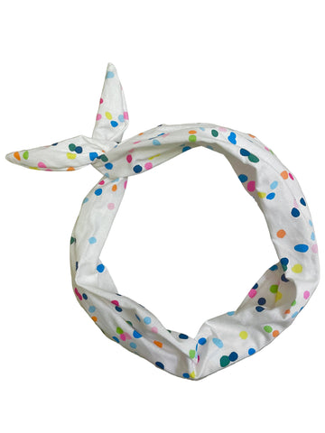 Amanda Bright Designs White Confetti Multicolor Polkadot Headband