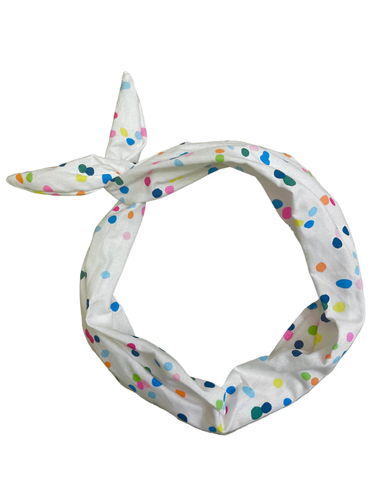 Amanda Bright Designs White Confetti Multicolor Polkadot Headband