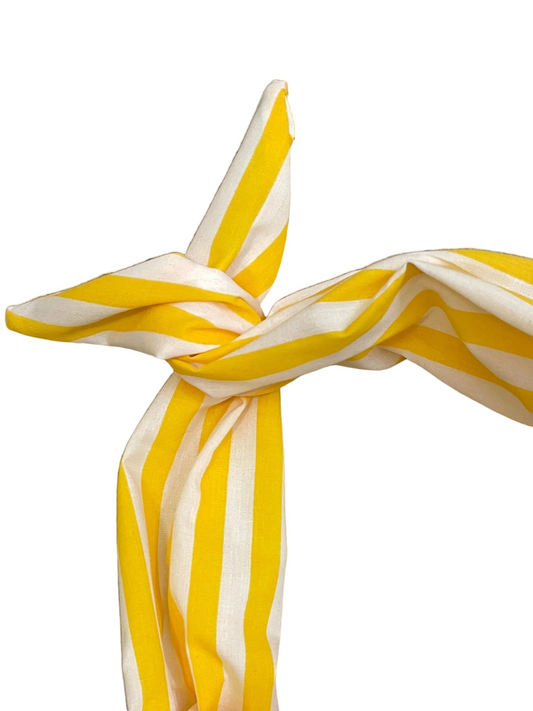 A yellow and white striped fabric headband amanda bright designs handcrafted accessory