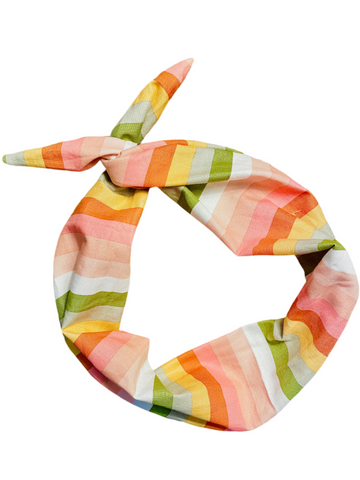Amanda Bright Designs 1970s 1960s colorful tie headband in muted colors