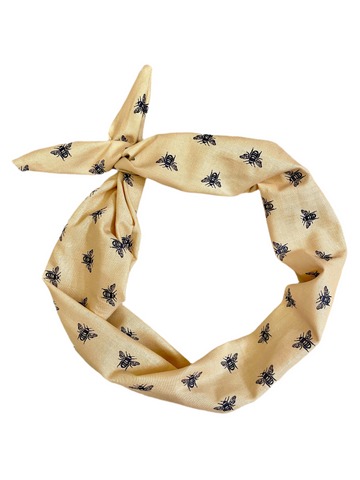 Amanda Bright Designs Bee Headband tan with navy blue print