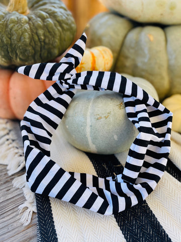 Amanda Bright Designs black and white striped headband beetlejuice halloween style