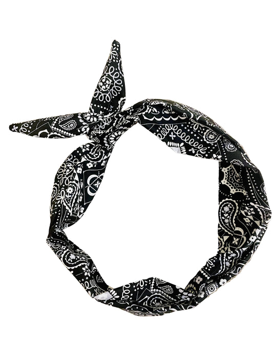 Tie Headband - Black Bandana