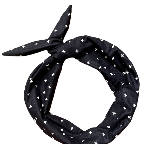 Amanda Bright Designs Tie Headband Black Crosses 