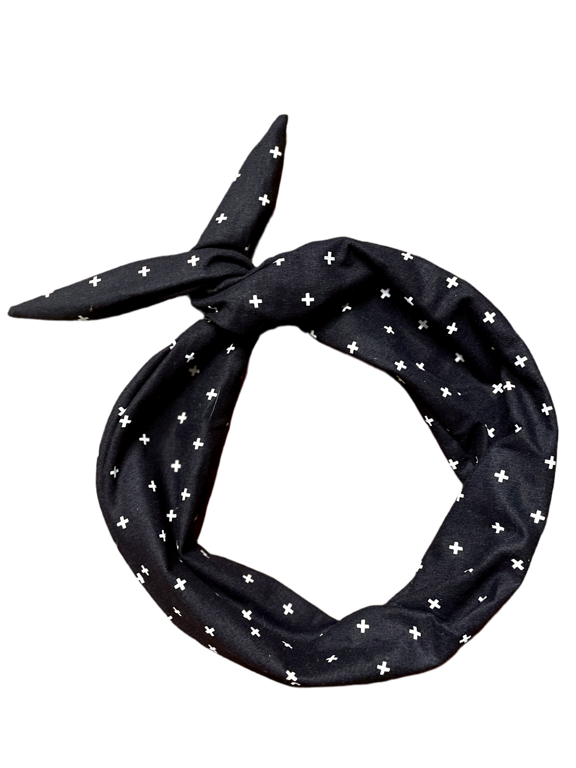 Amanda Bright Designs Tie Headband Black Crosses 