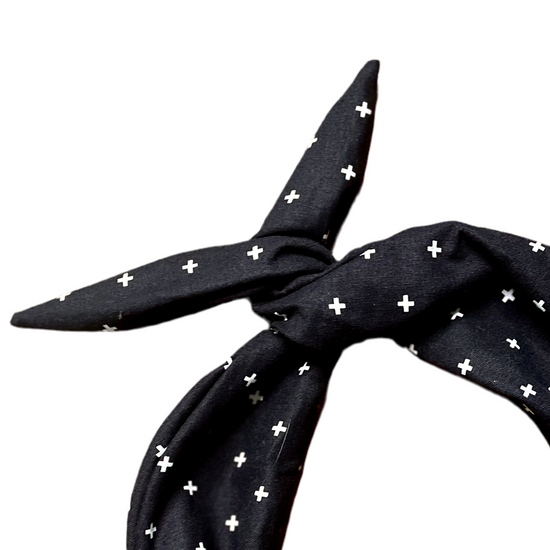 Amanda Bright Designs black with white crosses plus sign headband