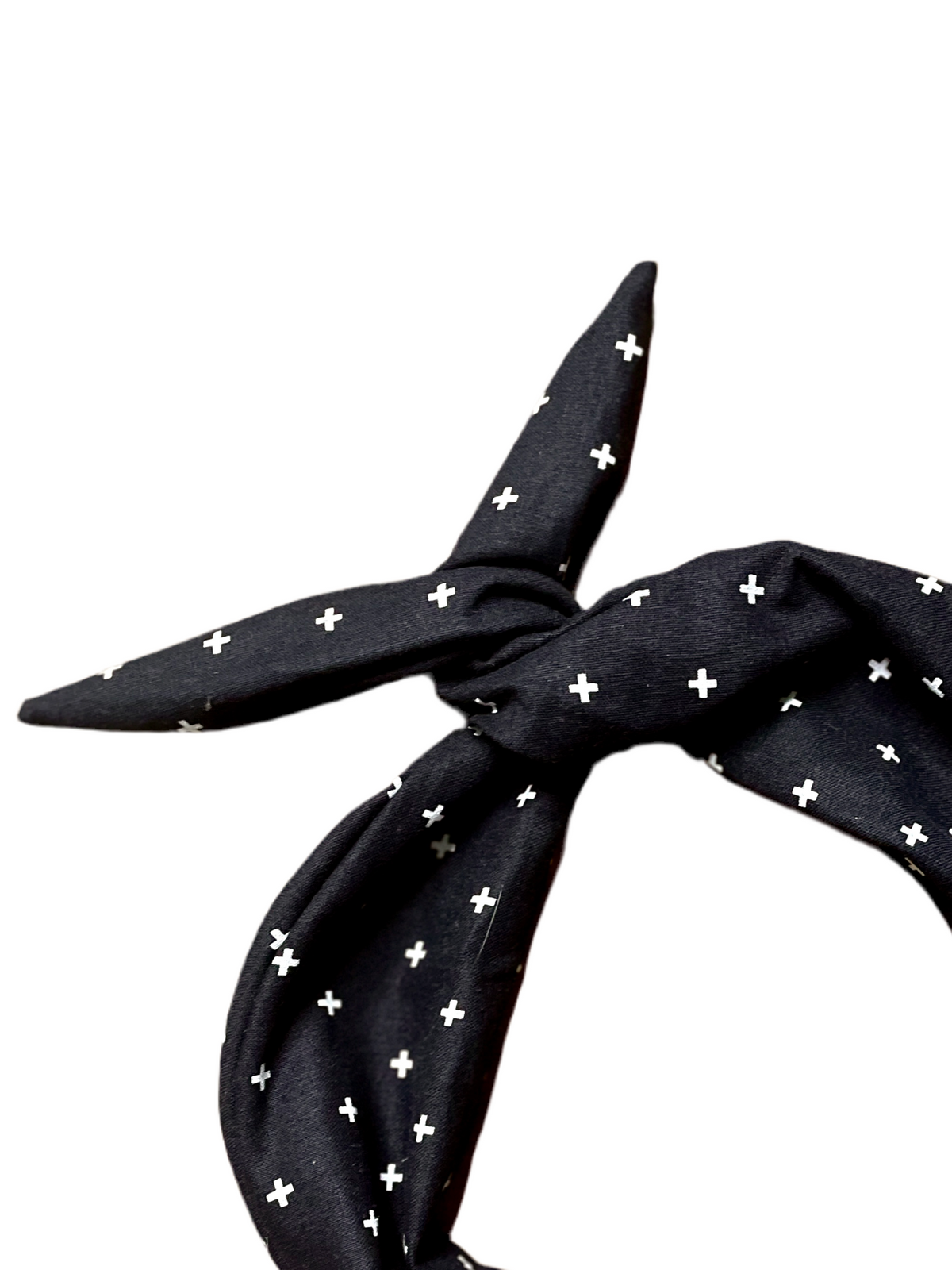 Amanda Bright Designs black with white crosses plus sign headband