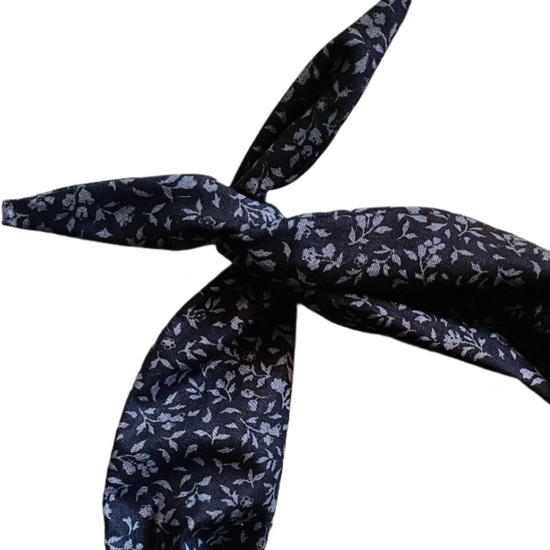amanda bright designs moldable bendable black floral tie headband black with gray flowers