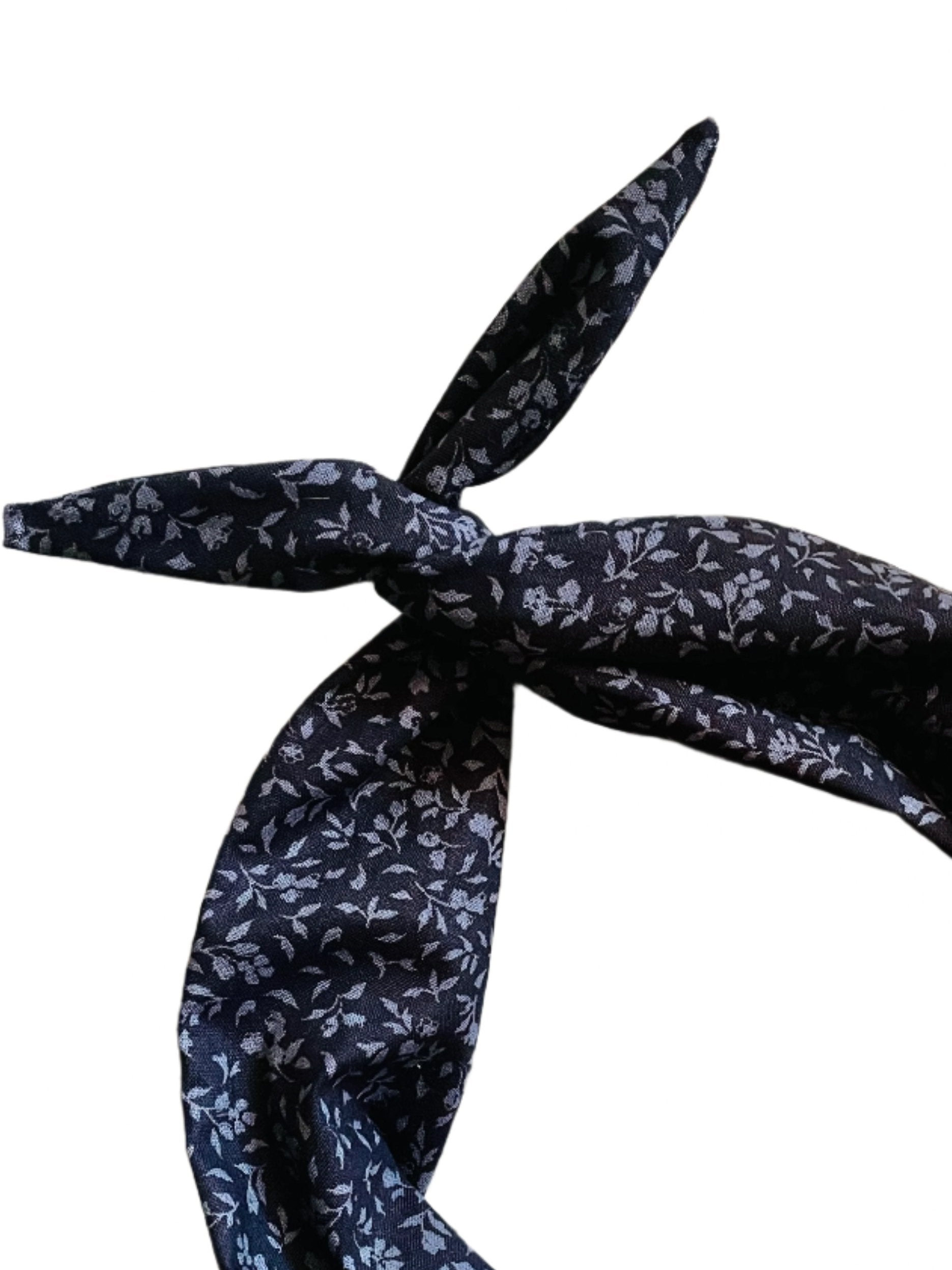 amanda bright designs moldable bendable black floral tie headband black with gray flowers