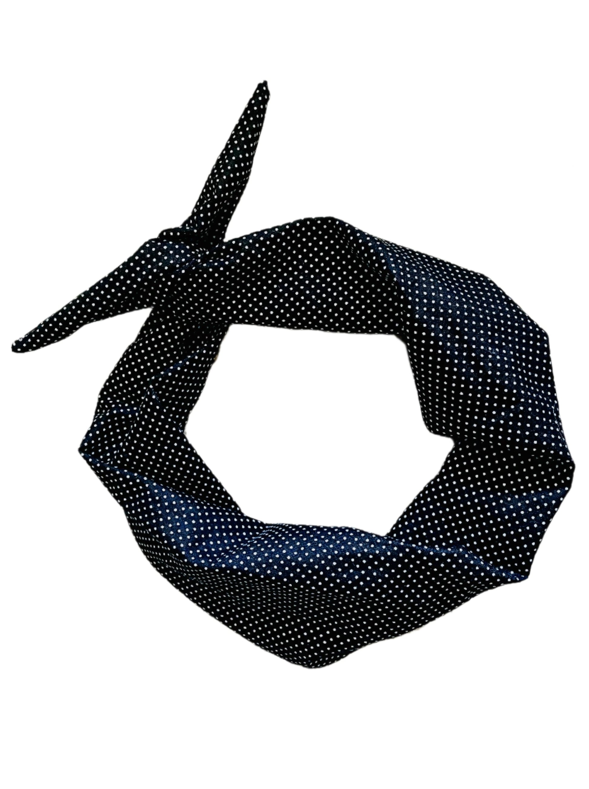 Amanda Bright Designs The Original Tie Headband Black Swissdot Pattern