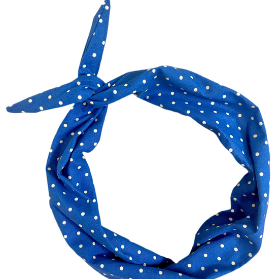 Amanda Bright Designs royal blue with white polkadot cotton headband