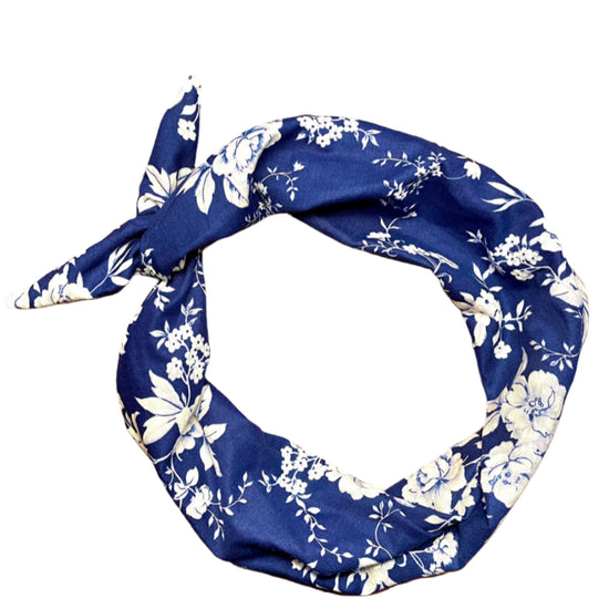Amanda Bright Designs Tie Headband Blue Floral Vines