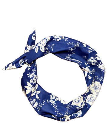 Amanda Bright Designs Tie Headband Blue Floral Vines