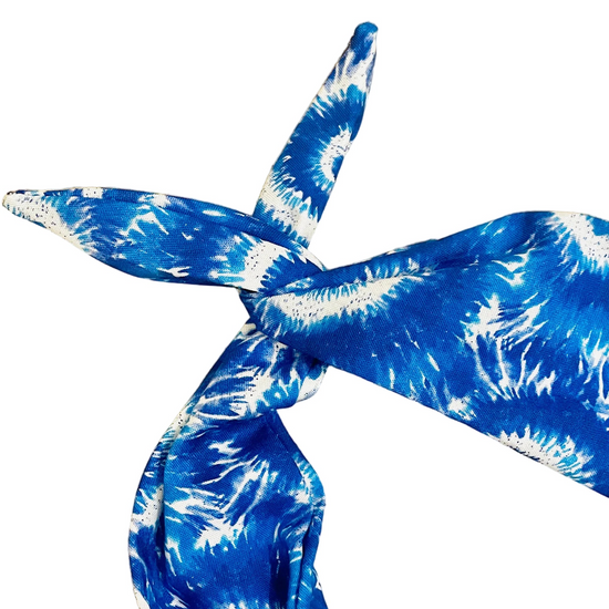 amanda bright designs moldable bendable blue and white tie dye cotton original tie headband summer 