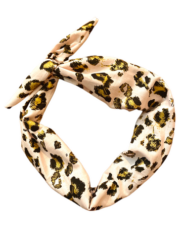 Amanda Bright Designs animal print Tie Headband Blush Pink Leopard