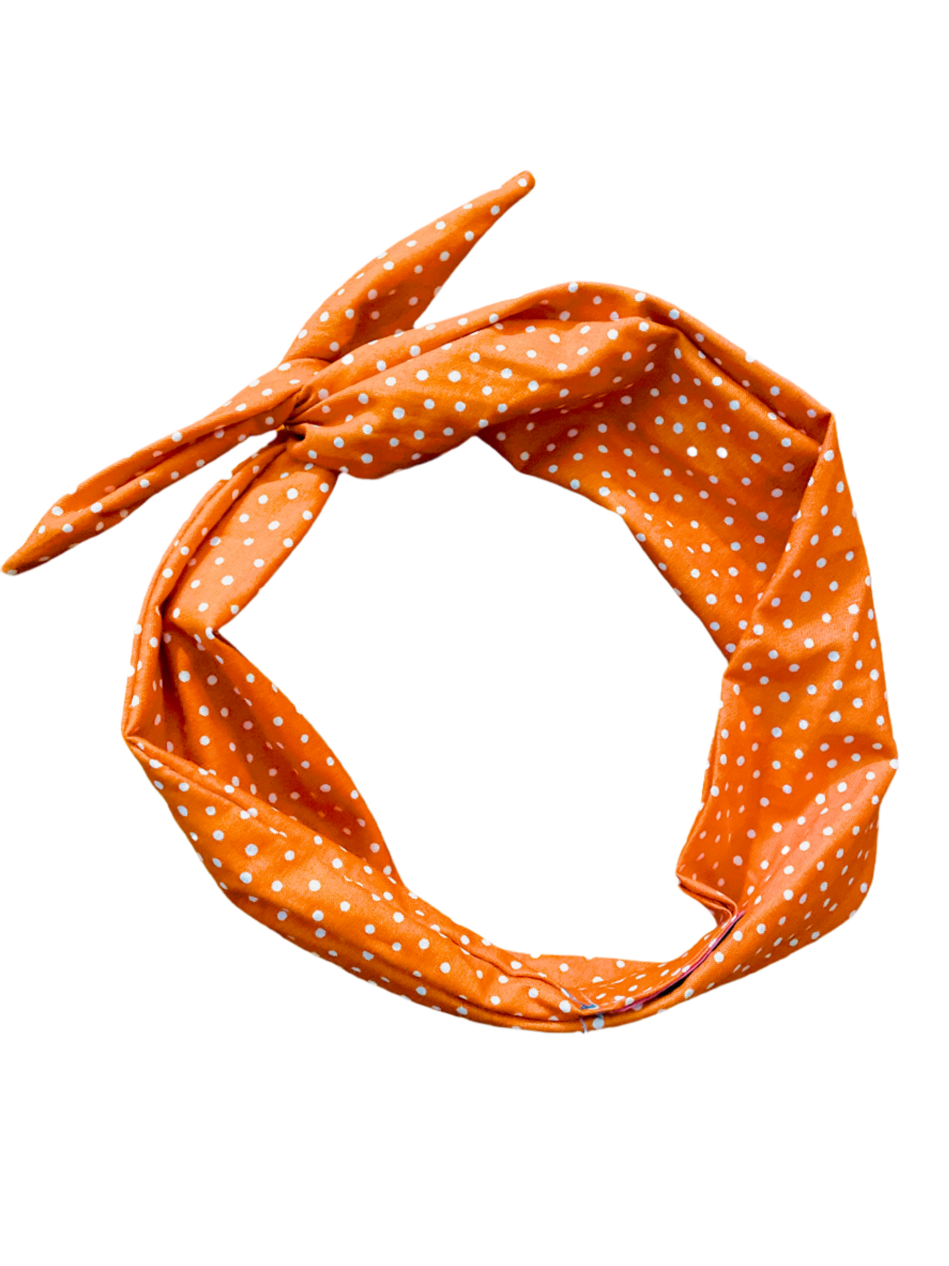 Amanda Bright Designs Tie Headband Burnt Orange Swissdot University of Texas Austin school colors