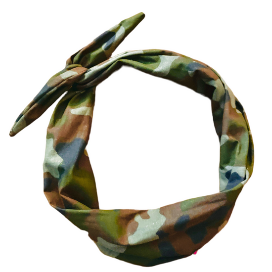 Amanda Bright Designs Tie Headband Camouflage Colors Fall Winter Military