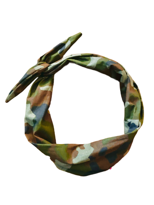 Amanda Bright Designs Tie Headband Camouflage Colors Fall Winter Military