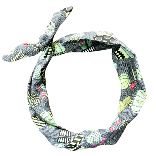 Amanda Bright Designs The Original Tie Headband Chloe Cactus southwest pattern