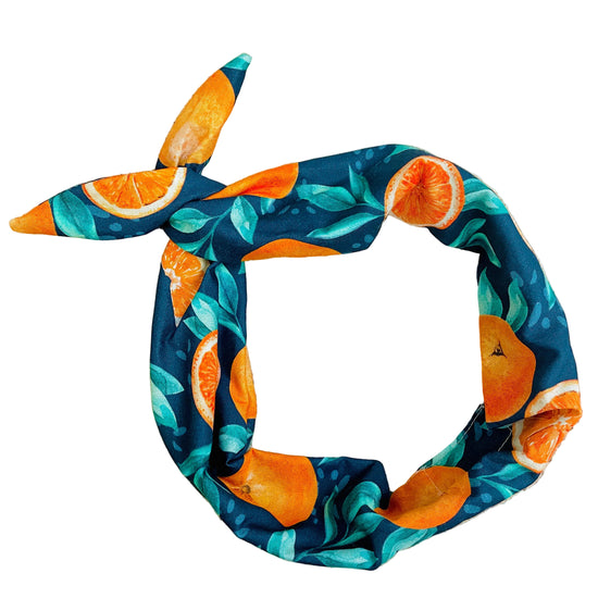 Amanda Bright Designs Citrus Summer Orange Slices Headband Oranges Fruit on  Navy Blue background with green leaves