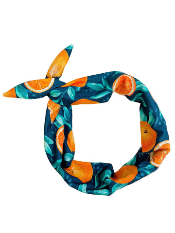 Amanda Bright Designs Citrus Summer Orange Slices Headband Oranges Fruit on  Navy Blue background with green leaves