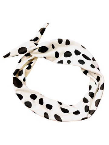 Amanda Bright Designs The Original Tie Headband Dalmatian print black and white spots