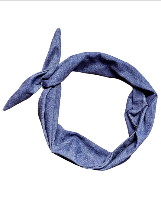 Amanda Bright Designs Tie Headband Dark wash denim