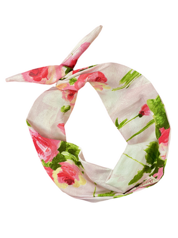 Amanda Bright Designs Denim Pink Roses Watercolor Painting Impressionist Style Headband