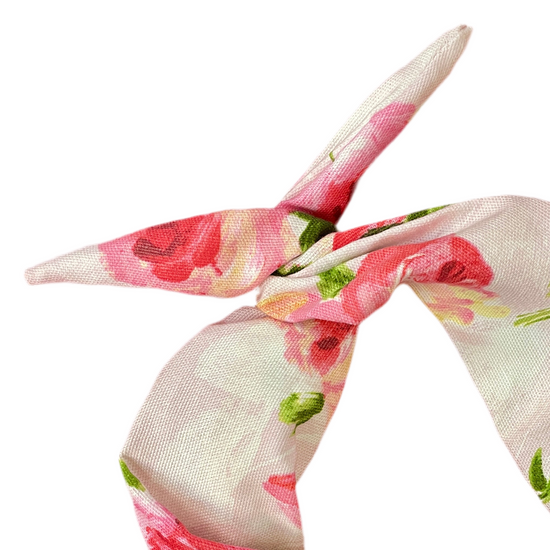 Amanda Bright Designs moldable headband oil painting style art denim pink roses