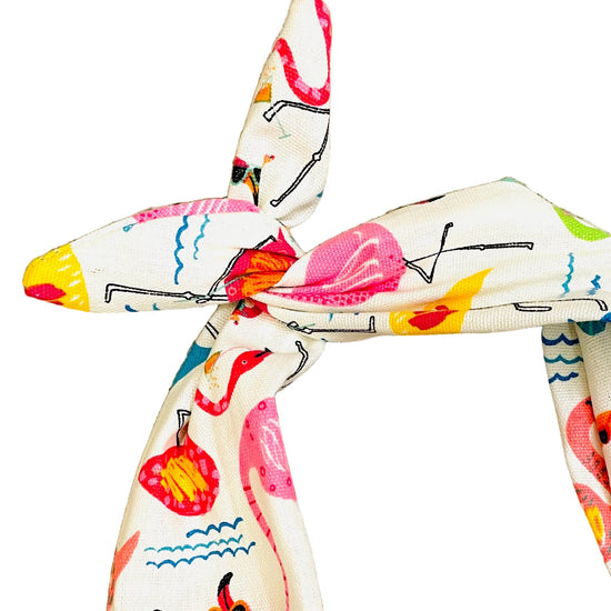 Amanda Bright Designs vacation, pool beach, headband, flamingos