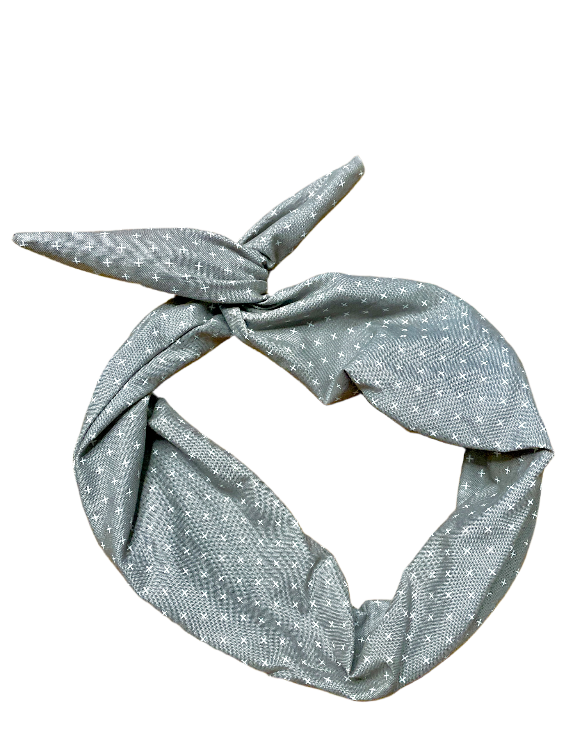 Amanda Bright Designs The Original Tie Headband Gray Crosses 