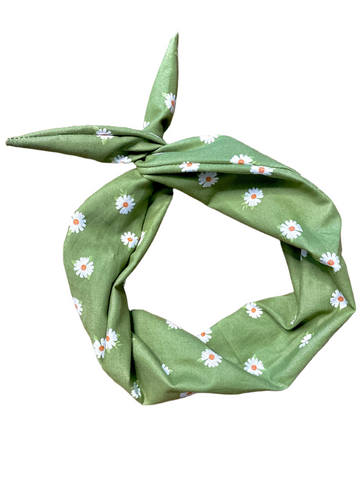 Amanda Bright Designs The Original Tie Headband Green Daisy 